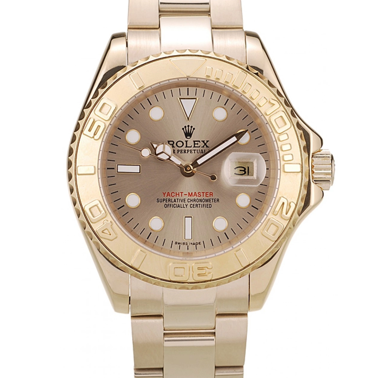 Aaa replica watch Yacht Dial Gold Rolex Gold Master 98232 Bezel 0801